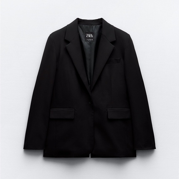 Zara oversize blazer mom boyfriend casual black suit jacket - Picture 8 of 12